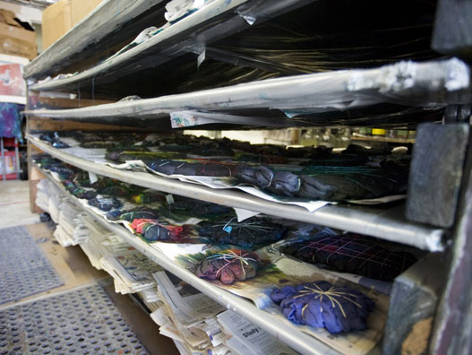 Racks of Drying garments